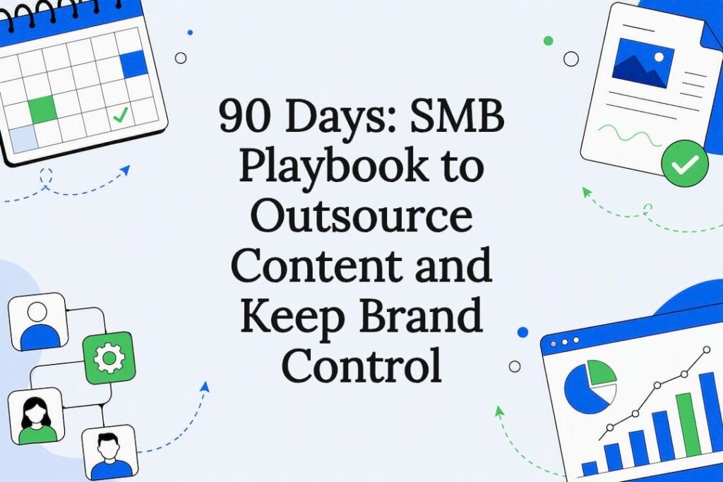 Decorative outsourced content strategy title card
