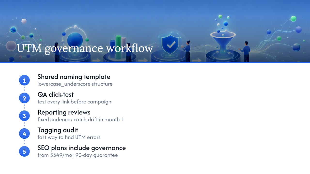 How Preferic Governs UTMs for Small-Business Clients — overview diagram
