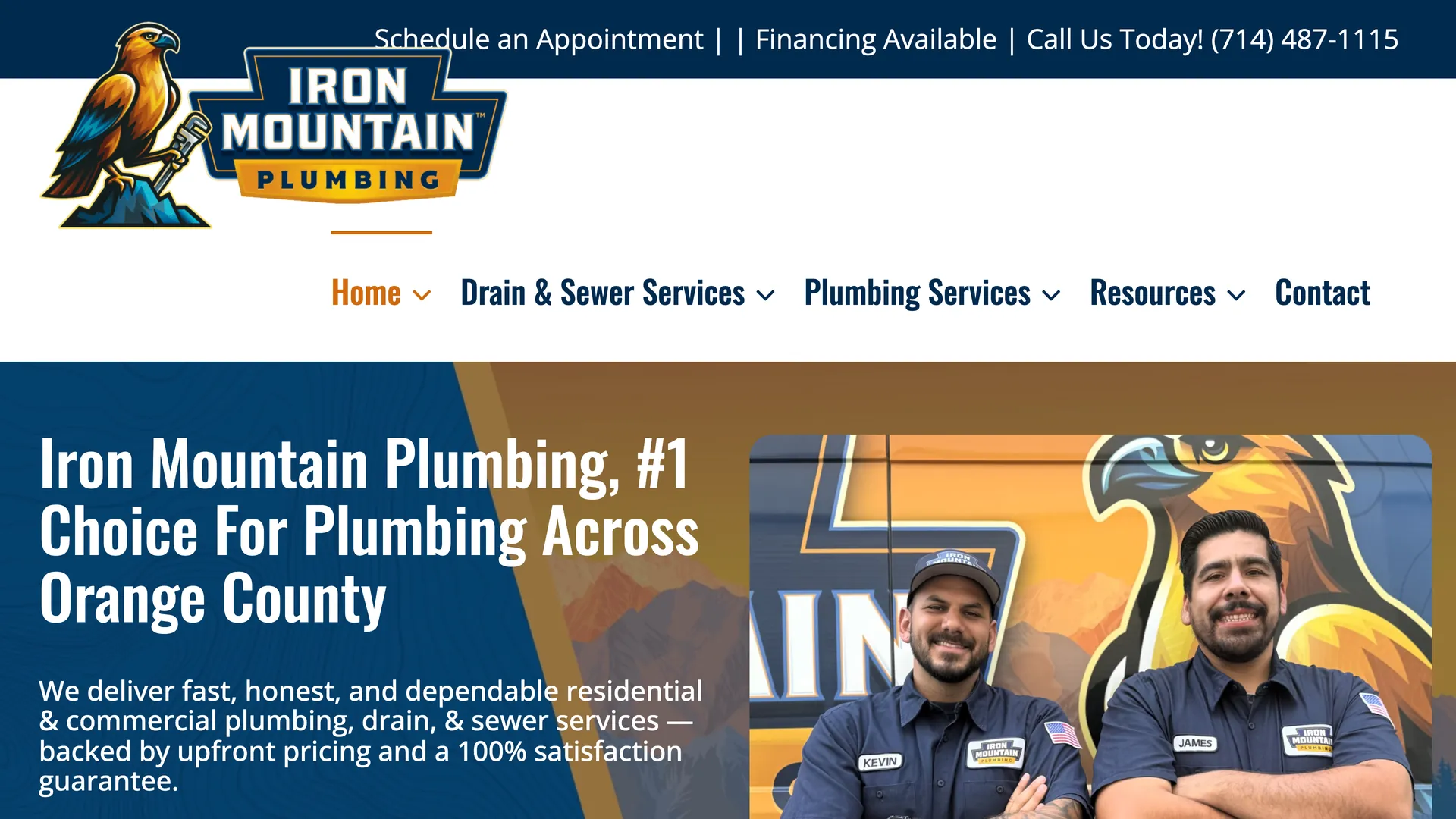 Iron Mountain Plumbing website homepage